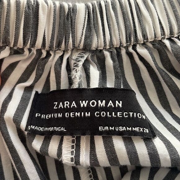 ZARA Woman Premium Denim Collection off-the-shoulder flounced dress raw‎ hem M - Picture 7 of 11